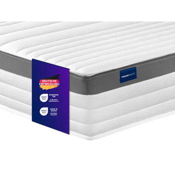Матрац Traumnacht Premium 7-Zone 500 з пружинами Pocket Spring, рівень жорсткості 4 (H4), 90 x 200 см, сертифікований ko-Tex, виготовлений відповідно до німецьких стандартів якості, рівень жорсткості 4 - жорсткий, 90 x 200 см