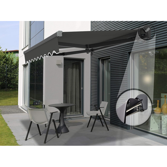 Напівкасетна тентована маркіза зі світлодіодним освітленням, електроприводом, дистанційним керуванням, міцна алюмінієва тентована маркіза з тканиною, сірий каркас, розміри 4 x 3 м, дизайн SPD016 4x3м SPD016, 1201EML