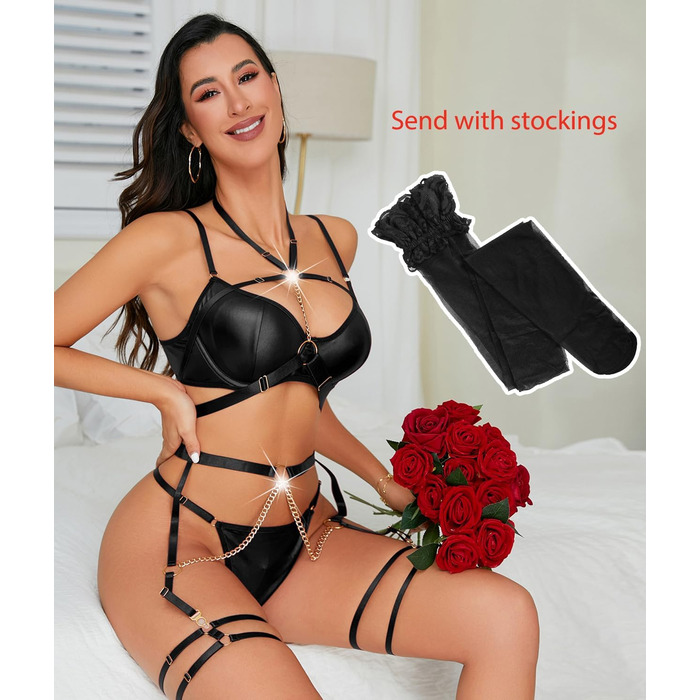 Жіночий 7-частинний сет сексуальної білизни, ремінці та панчохи, S