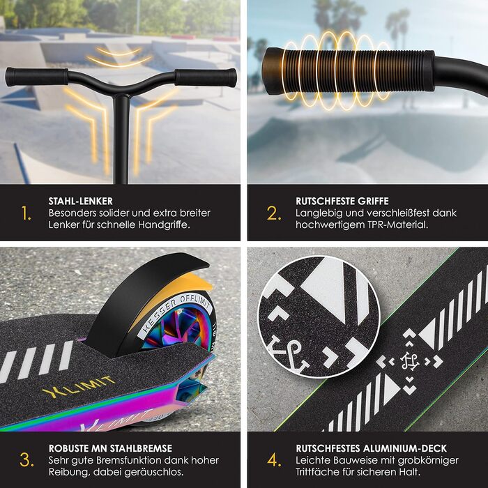 Керований веселий самокат трюковий самокат з підставкою ABEC 9 кулькові підшипники, 110 мм PU колеса, самокат кік самокат міський