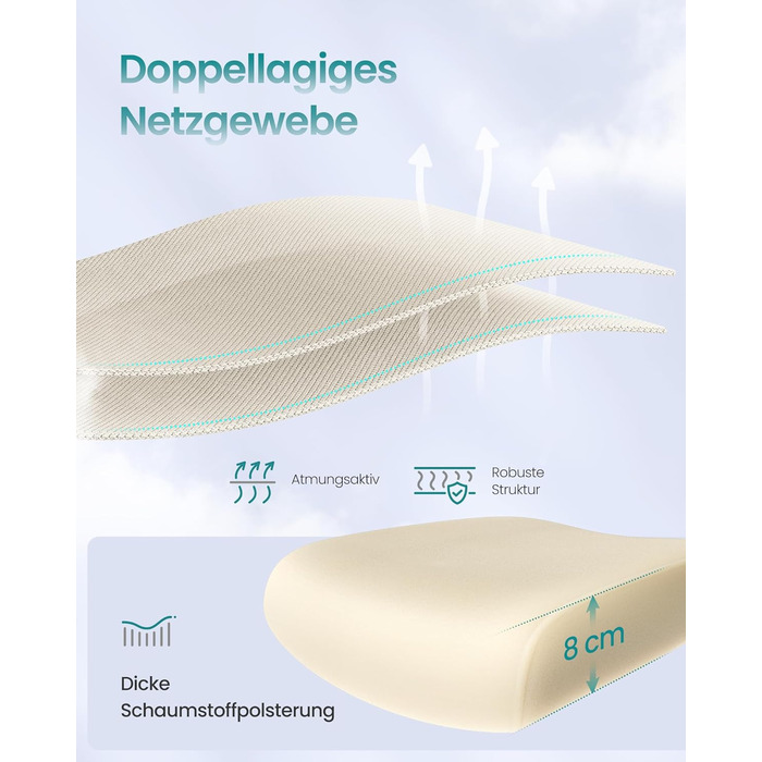 Офісне крісло SONGMICS, стілець для столу, ергономічне сітчасте крісло, з двошаровою сітчастою тканиною, повітропроникне, адаптивна поперекова підтримка, регульований підголівник, для домашнього офісу, пісочно-бежевий OBN041L01 Пісочно-бежевий подвійна сп