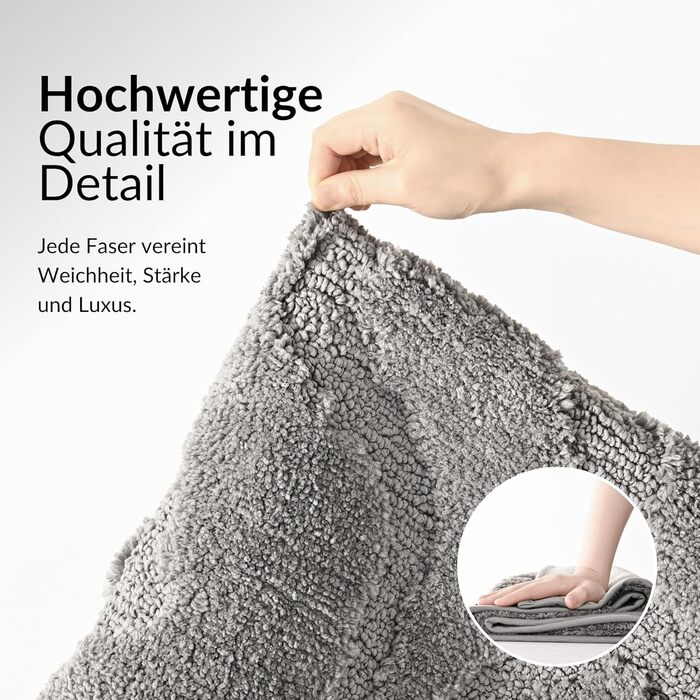 Нековзний килимок для ванної, який можна прати, кольору Pebblestone Grey з підкладкою з TPR, мякою мікрофіброю та сучасним дизайном