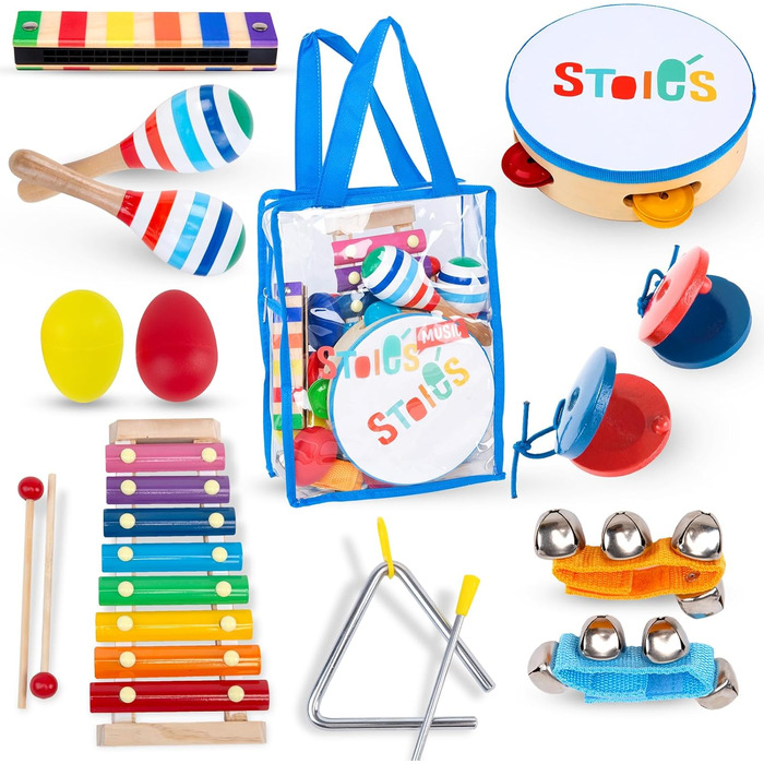 Діти від 3 років Інструменти Монтессорі з 15 предметів Дитячі брязкальця Яйця Baby Sound Wood Musical Toy Барабан Музичні інструме