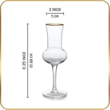 Кришталевий набір з 6 келихів для граппи, 85 мл, для напоїв після вечері, форма італійського тюльпана, дегустаційні келихи, ідеаль