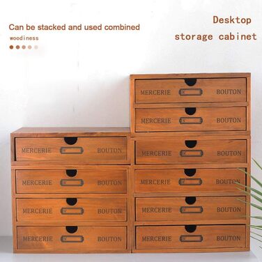 Настільна шухляда дерев'яна 4-х ярусна коробка для зберігання з висувними ящиками Вінтажна скринька для ювелірних виробів Дерев'ян