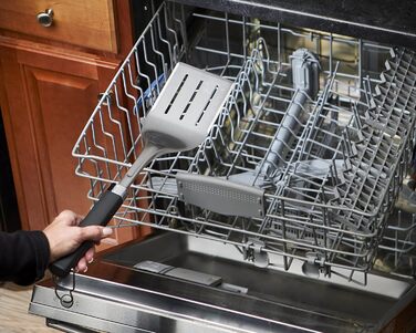 Набір лопаток для гриля Weber Premium (46 см), нержавіюча сталь, протиковзаюча комфортна ручка, вигнута форма, підходять для посудомийки чорний/сріблястий (6761), 2 шт.