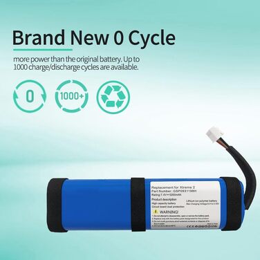 Замінний акумулятор, сумісний з водонепроникною Bluetooth-колонкою JBL Xtreme 2 GSP093198H, номер деталі Xtreme2 2INR19 66-2 SUN-INTE-103 7.4V (не Xtreme 1)