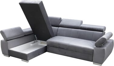 Кутовий диван OTTO, кутовий диван з функцією сну, пружинний каркас, регульовані підголівники, легкий механізм складання, функція ліжка, додаткове місце для зберігання, плюшевий зелений, лівий шезлонг зелений