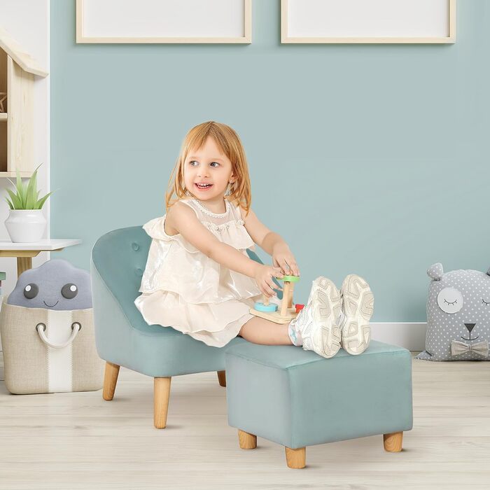 Дитяче крісло дитячий диван з підставкою для ніг дитячий диван від 3 років дитячі меблі дитяча кімната оксамитовий вигляд евкаліпт