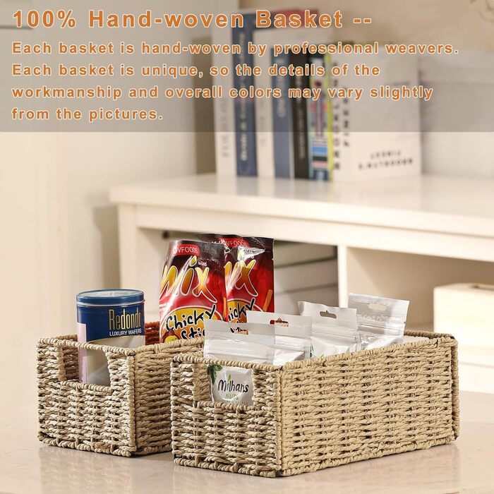 Кошик для зберігання, складний кошик, плетений з паперу водяного гіацинта, поличний кошик Kallax 30x15x12 см, декоративний плетений кошик ручної роботи для туалетного паперу, ванна кімната, вітальня, спальня, папір водяного гіацинта, колір дерева, S