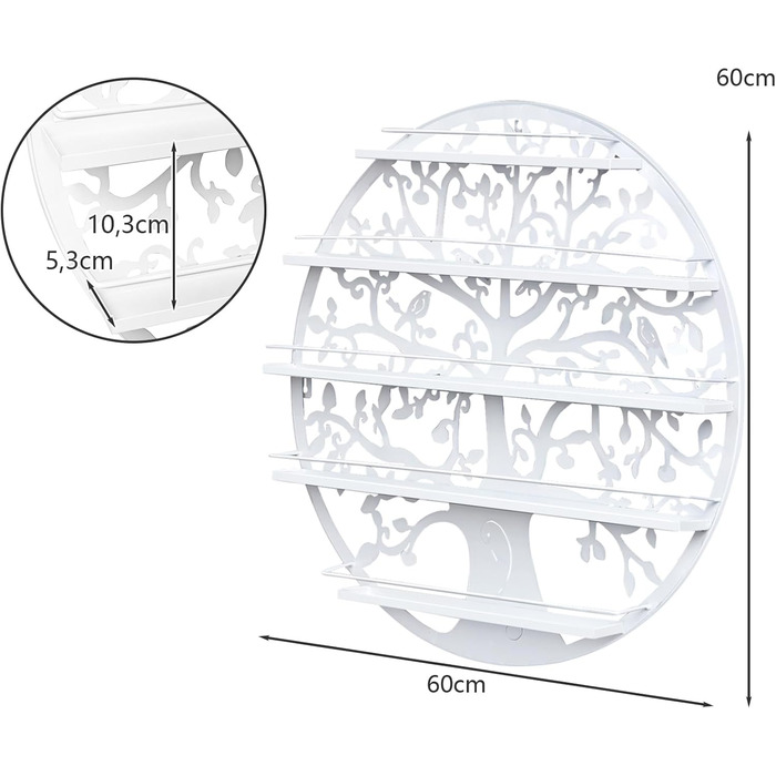 Підставка для лаку для нігтів HOMASIS з 5 рівнями, настінна полиця для лаку для нігтів, кругла полиця-органайзер для лаку для нігтів з металу, підставка для лаку для нігтів, підставка для лаку для нігтів, органайзер для косметики з металу (біла)