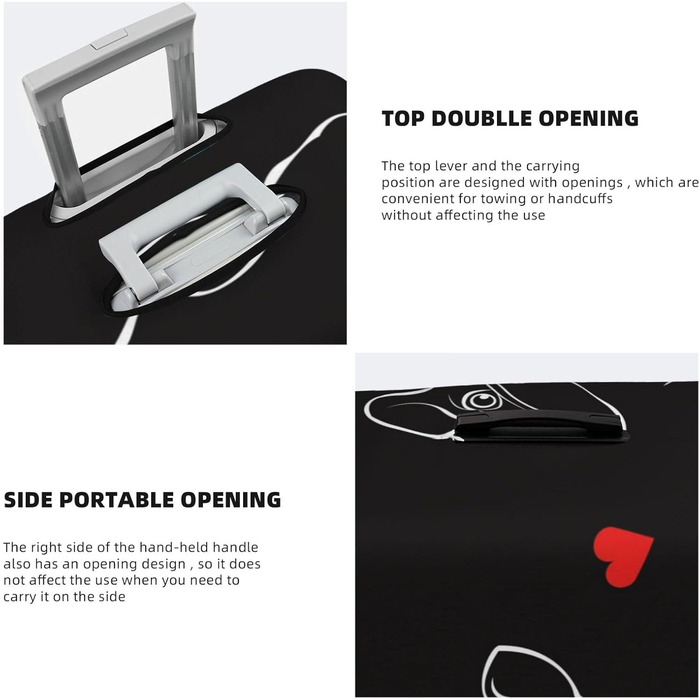 Чохол для валізи для французьких бульдогів, міцний, підходить для валіз розміром 45.7 - 81.3 см, розмір XL, Чорний, X-Large