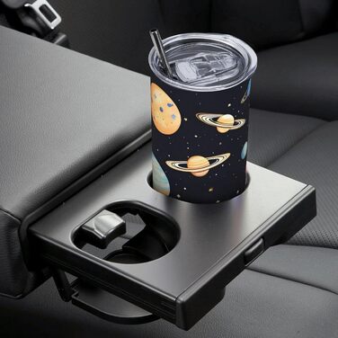 Кружка з прямою трубочкою, дизайн Сатурн, Юпітер, Земля, друкований принт, підходить для кемпінгу, офісу та дому, 590 мл