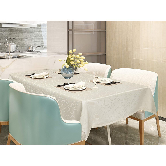 Скатертина EUGAD дамаські орнаменти шовковий блиск завиток/коло дизайн скатертини з подолом, розмір та колір скатертини на вибір,