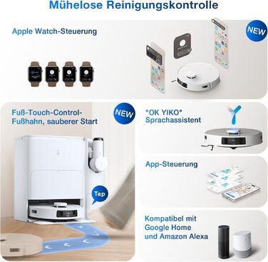 Комбінований пилосос ECOVACS DEEBOT T30S Combo з функцією миття підлоги та акумуляторним ручним пилососом, універсальна станція дл