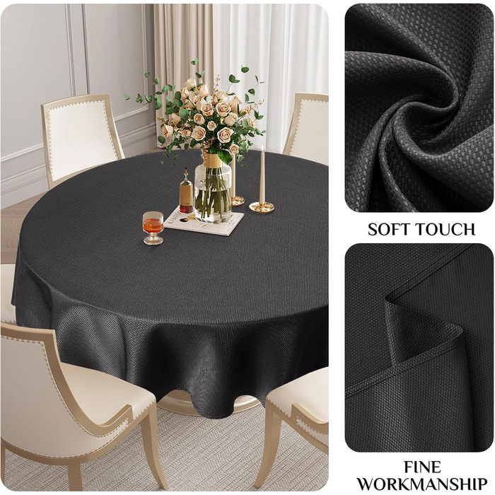 Скатертина Softalker миється кругла 240 см Жаккардові геометричні скатертини водовідштовхувальні скатертини сірі декоративні скате