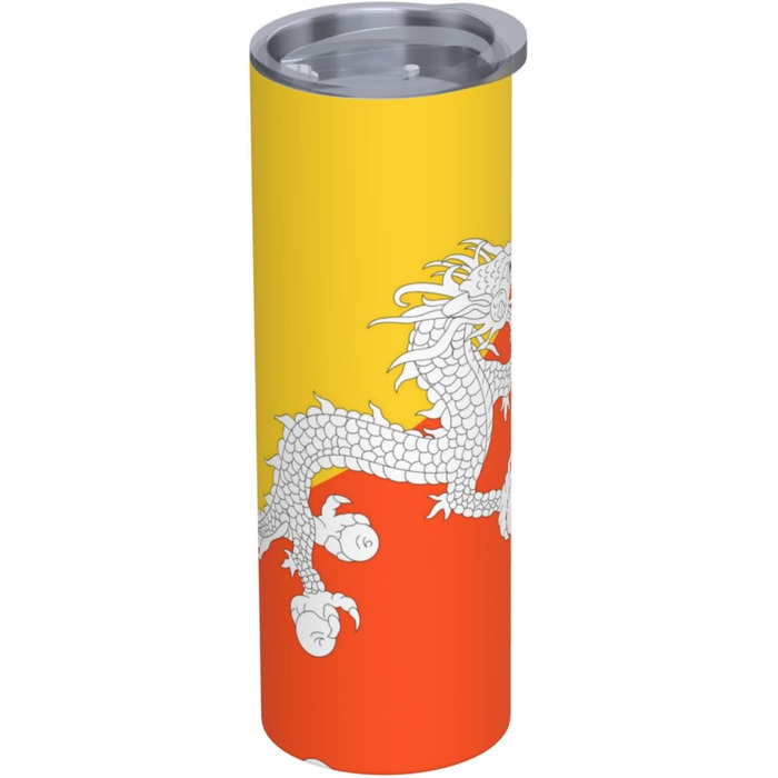 Кухоль з прямою трубочкою, дизайн прапор Королівства Бутан, дорожній кухоль з принтом, підходить для кемпінгу, офісу та дому, 590 мл