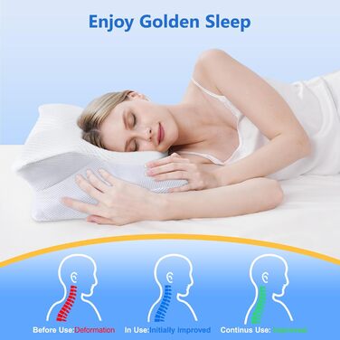 Подушка для шиї Teemour, подушка з піни з ефектом пам&39яті, подушка для сну на боці, спині та животі - подушка для сну на боці з підтримкою шиї, дихаюча та знімна (біла)
