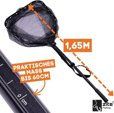 Підсак для лову щуки та судака Zite Fishing з гумовим покриттям та плечовим ременем - складний великий підсак для лову щуки та судака - 165 см 1. Підсак продається окремо