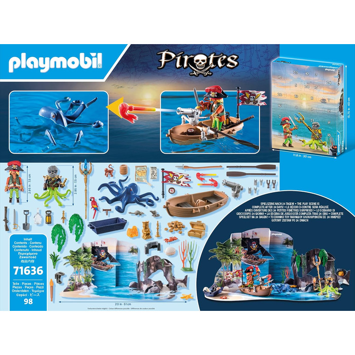 Адвент-календар PLAYMOBIL Pirate 71636, 98 деталей