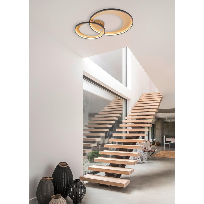 Стеля LED-світильник Trio Leuchten Granada 673890232, матовий чорний/золотий метал, 36 Вт LED, диммер Switch, чорний/золотий, 85 x 60 см