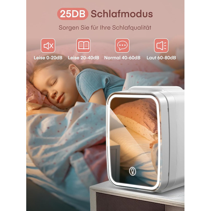 Міні-холодильник FOHERE 5 л зі світлодіодним дзеркалом, 220 В змінного струму / 12 В постійного струму, холодильник для напоїв, не