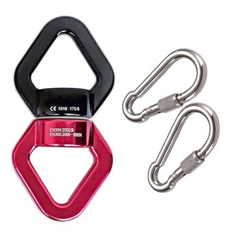 Поворотний з&39єднувач 30 кН, JIAMEIYI Обертовий пристрій Безпека на відкритому повітрі та в приміщенні Алюмінієвий сплав 360 Ротатор Гойдалка Спіннер Канат Поворотний ротор для скелелазіння Чорно-червоний