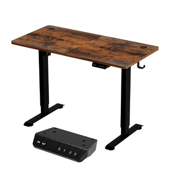 Електричний стіл з регульованою висотою 120 x 60 см, офісний стіл, стіл для роботи стоячи, комп&39ютерний стіл з пам&39яттю положення та технологією запобігання зіткненням, вінтажний стиль, 120 x 60 см