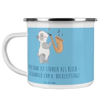 Емальована кружка &quotМістер і місіс Панда&quot на 8-ту річницю весілля, бляшана весілля - подарунок, кружка, 8 років шлюбу, річниця весілля, кемпінгова кружка, чайна кружка, подарунки, партнерство, шлюб, горщик, весілля, кавова кружка