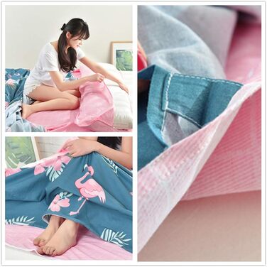 Ультралегкий портативний бавовняний спальний мішок-підкладка Stillshine для одного/двомісного подорожі з візерунком &quotФламінго&quot, для кемпінгу на свіжому повітрі (синій фламінго, 160 * 230 см)