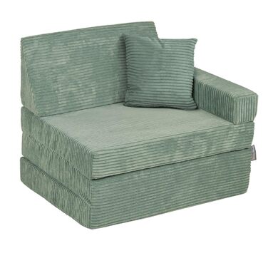 Дитяче крісло-реклайнер KiddyMoon з поролоновою подушкою, дитяче крісло, дитяче крісло для дитячої кімнати, розкладний матрац, матрац, крісло-реклайнер, затишне крісло, зелений дитячий диван з подушкою