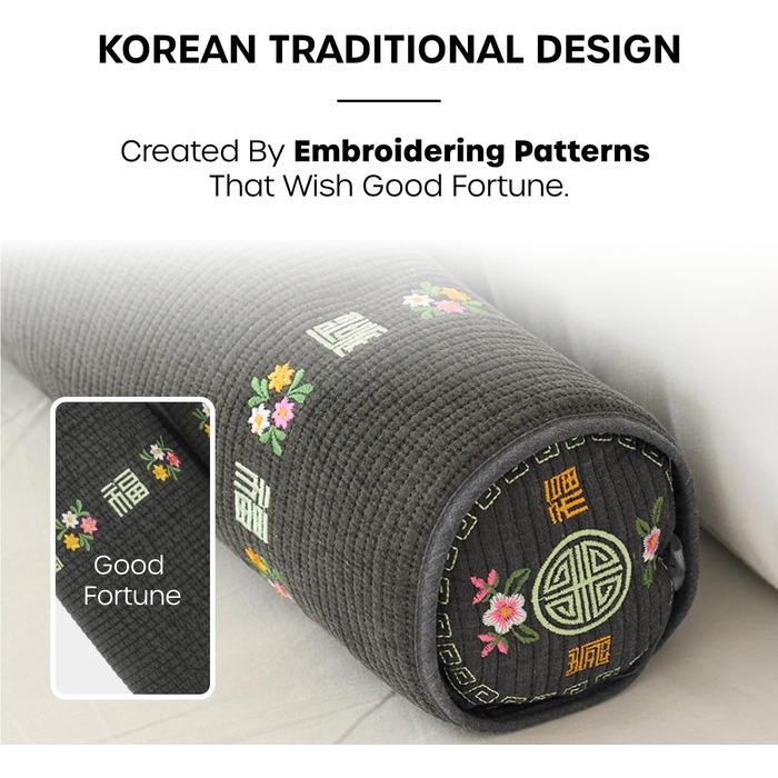 Корейська гречана подушка BTS JK&39s Pick (Begozani), регульована циліндрична подушка (30,5 x 10,2 см) з органічною наволочкою, дихаюча для прохолодного сну, валик для шиї для сну на боці та спині