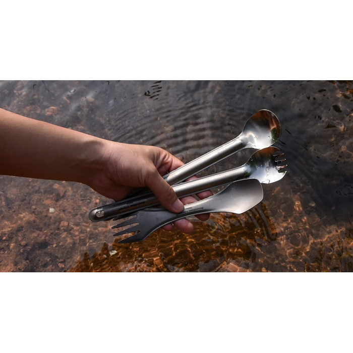 Титанова ложка з довгою ручкою Виделка Свинина Кемпінговий суп Рис Закуски Столові прибори з полірованою чашею Ультралегкі аксесуа