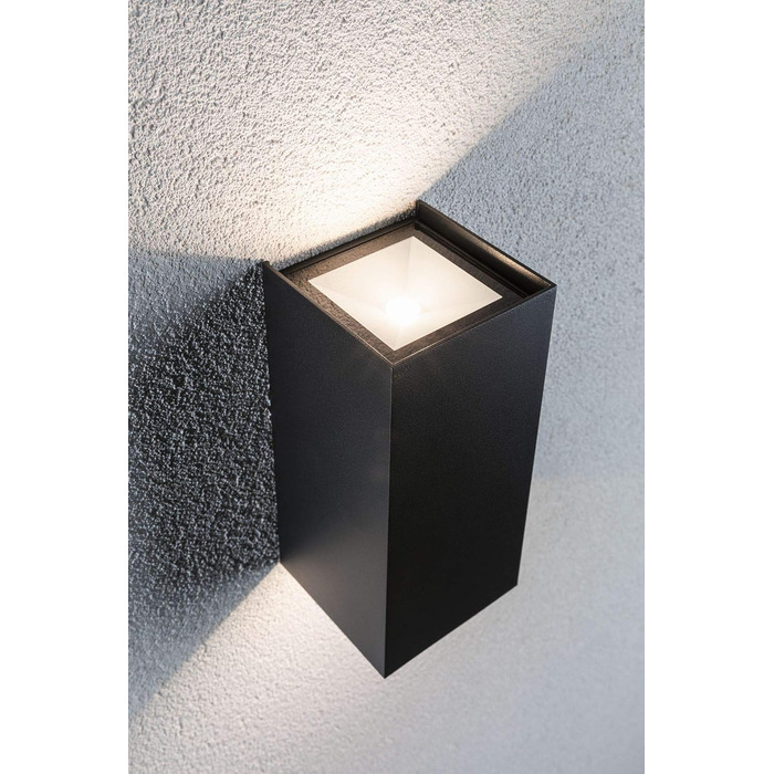 Набір з 2 вуличних настінних LED-світильників Paulmann Flame, IP44, квадратні, 2x5,8 Вт, антрацит, алюміній, 3000 K