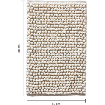 Килимок для ванної Jotex Hills, килимок для ванної Popcorn, суміш бавовни та поліестеру - білий, 50x80 см (прямокутний)