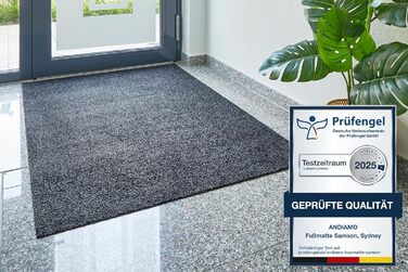 Килимок для вхідних дверей andiamo Samson для дому Бавовняний килимок, що вловлює бруд, що миється Нековзний, поглинаючий та високоякісний Килимок для вхідних дверей 60 x 100 см, Антрацит Антрацит 60 x 100 см (Прямокутний)