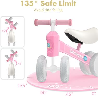 Дитячий велосипед-балансир URMYWO від 1 року, іграшка-балансир для дитини 10-24 місяців, перший велосипед без педалей з 4 колесами