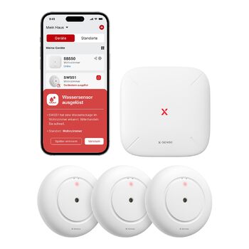 Розумний датчик протікання води X-Sense з базовою станцією SWS54 Wi-Fi сенсор затоплення, гучність до 110 дБ, радіус дії 500 м, для кухні, підвалу та ванної кімнати