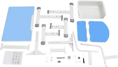 Дитячий комплект письмового столу зі стільцем, дитячий стіл та стілець з регульованою висотою, дитячий стіл для хлопчиків та дівчаток, молодіжний стіл (синій, білий)