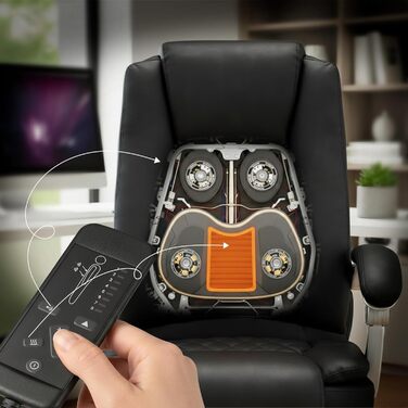 Ергономічне офісне крісло CLP з функцією масажу Rubia, письмове крісло з функцією підігріву та підставкою для ніг, поворотне крісло з регулюванням висоти до 150 кг, колір чорний