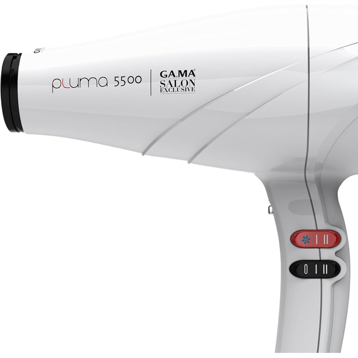 Професійний фен GA.MA Italy Pluma 5500 Oxy-Active, 2400 Вт, італійський AC-двигун, технології System C та Oxy-Active для блискучого та гладкого волосся, білий