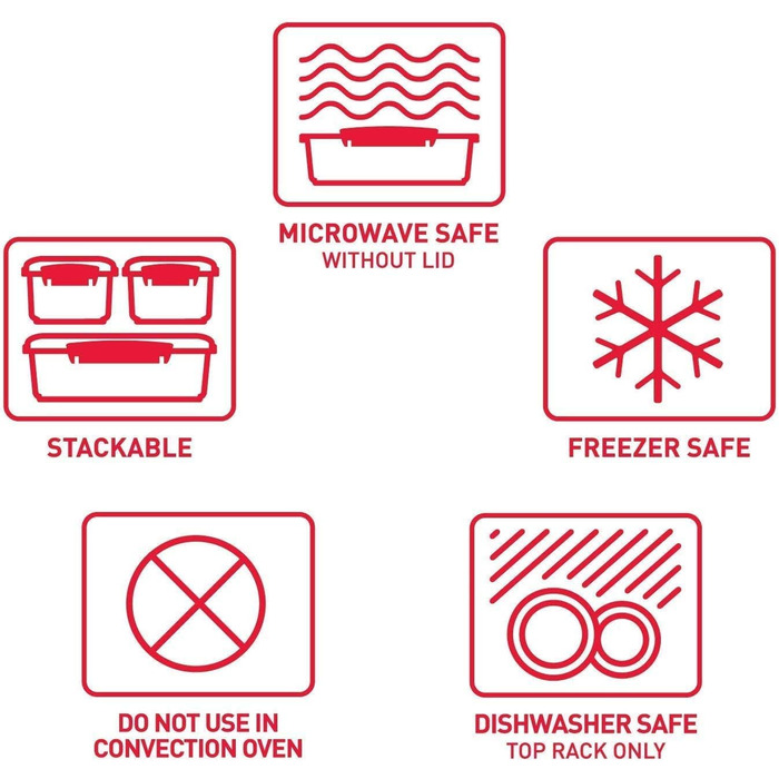 Посуд для мікрохвильової печі Sistema, 1,3 л, червоний, набір з 3 предметів 1118