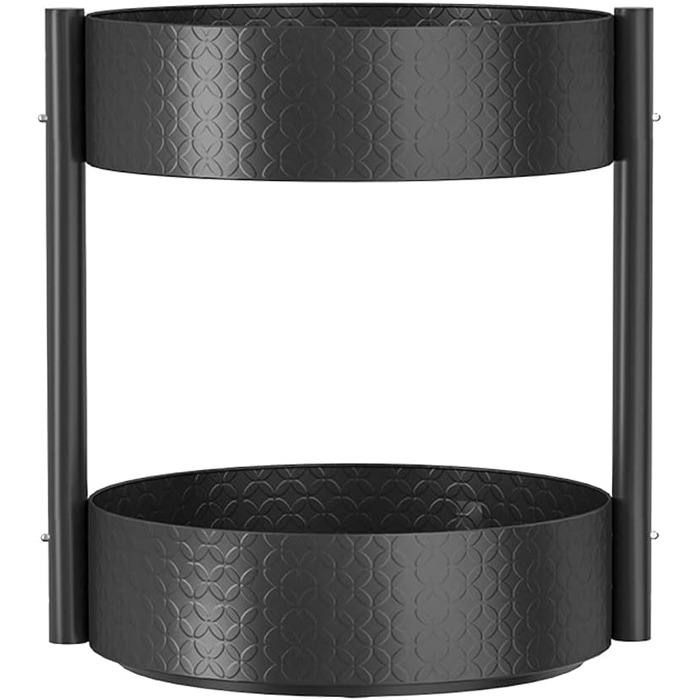 Обертова підставка для спецій, поворотний органайзер, чорний, кухонна полиця з вуглецевої сталі, карусель для спецій Lazy Susan, кухонний органайзер, підставка для спецій для банок та пляшок зі спеціями, 2 яруси