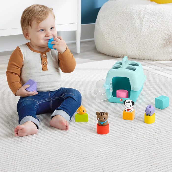 Іграшка-сортер Fisher-Price Тварини в дорогу FP Pets сортер та переносний будиночок для тварин з розвиваючими активностями для малюків від 6 місяців, HTW93