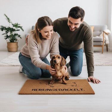Персоналізований килимок для дверей з кокосового волокна, весільний подарунок, індивідуальні весільні подарунки, подарунки на новосілля та переїзд з індивідуальним ім&39ям (Hereingedackelt, 40x60 см) Hereingedackelt 40 x 60 см (Прямокутний)