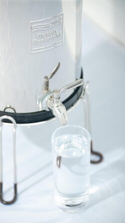 Британська система гравітаційних фільтрів для води Berkefeld - 8,5 л система фільтрів для води з нержавіючої сталі для дому з 2 картриджами Doulton Ceramic Ultra Sterasyl Хлорний фільтр системи питної води для подорожей