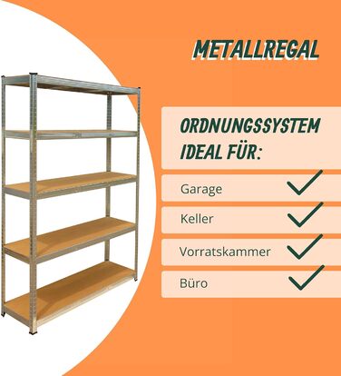 Надміцний стелаж Relaxdays, 5 ярусів, ВШХ 200 x 120 x 60 см, до 875 кг, для підвалу та гаража, стелажі для зберігання, сталь, сріблястий