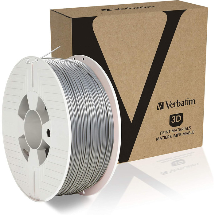 Друк Verbatim ABS filament, 1,75 мм, 1 кг, високоефективний акрилонітрилбутадієнстирол для екструзії матеріалів, для 3D-принтерів і 3D-ручок, нитка 3D-принтера з ABS, сірий алюміній, 3D-