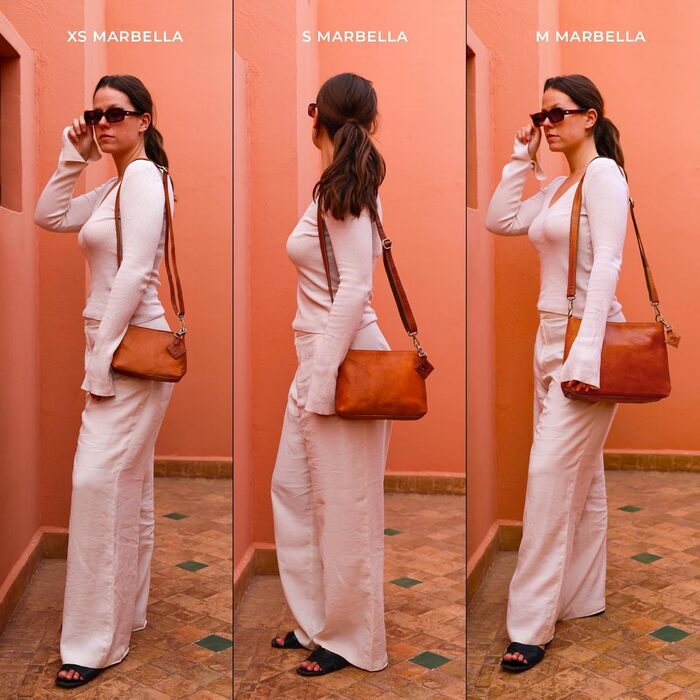 Вінтажна сумка через плече Marbella S, шкіряна сумка через плече середнього розміру, сумочка для жінок - коричневий коричневий S