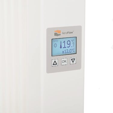 Електричний обігрівач AeroFlow MINI 650 з вогнетривким осердям, контролер FlexiSmart з дисплеєм, додатковий електричний обігрівач, заміна нічного акумуляційного обігрівача, електричний радіаторний обігрівач